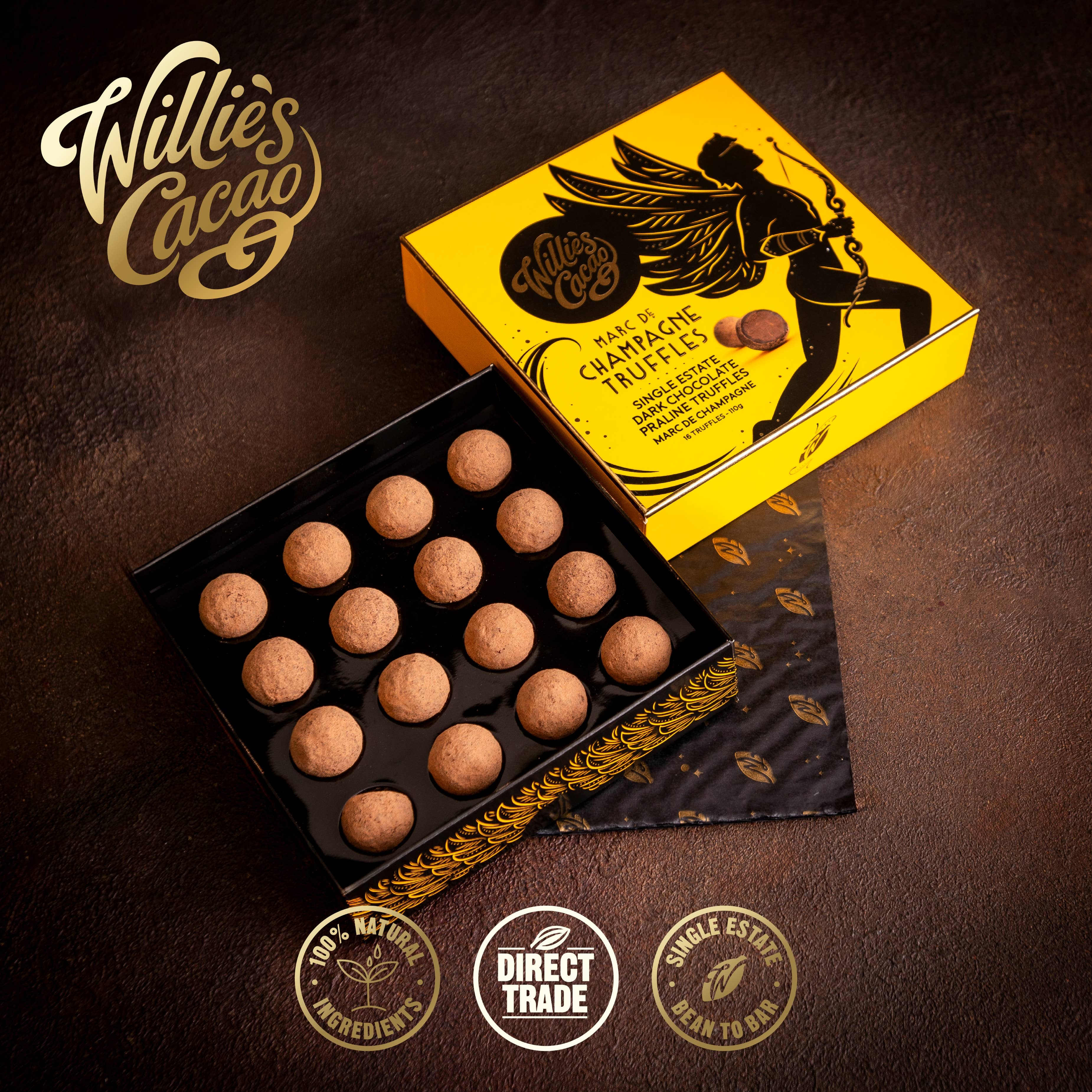 Champagne Truffles. Dark chocolate. Vegan. 16 truffles. 110g