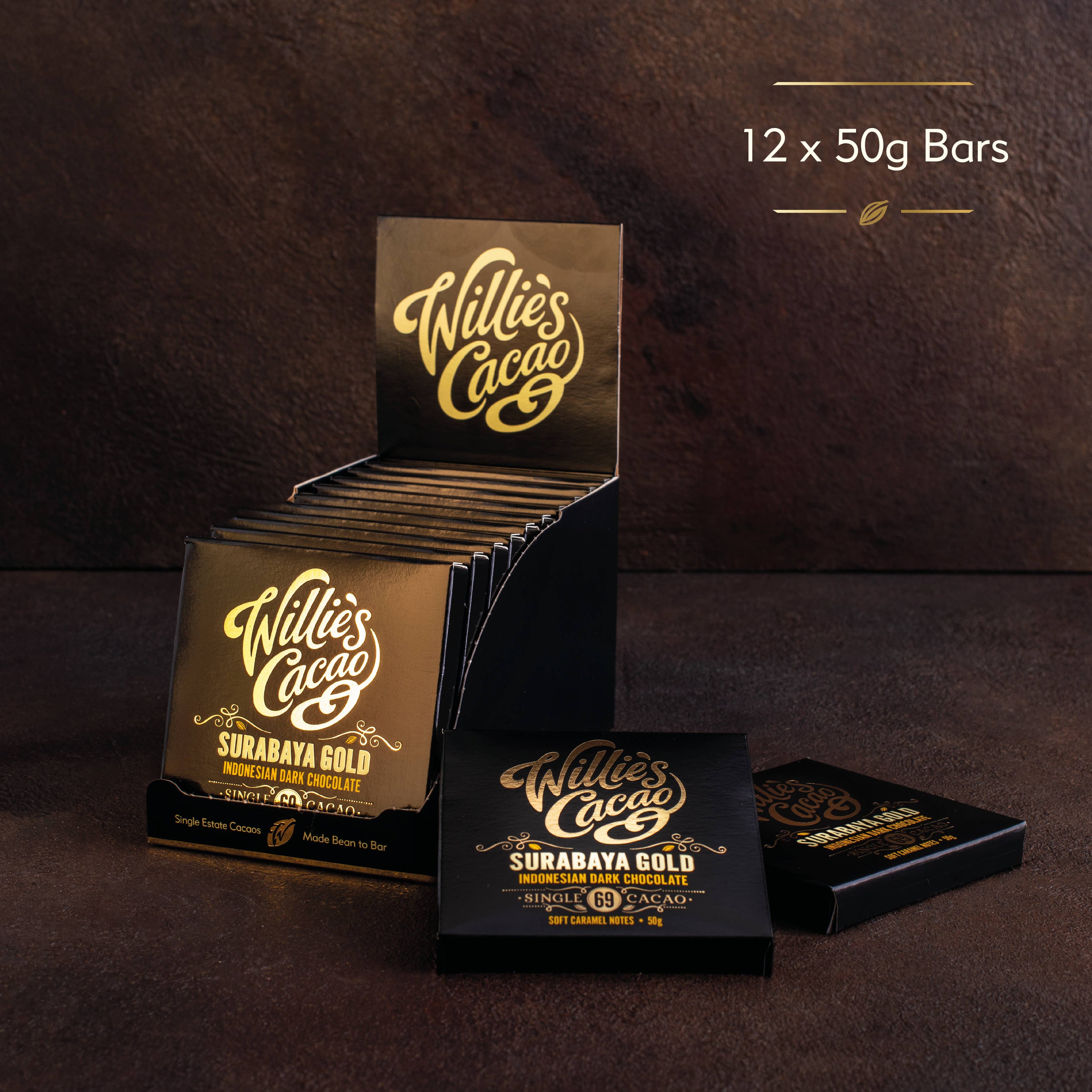 Surabaya 69% dark chocolate. Caramel notes. Vegan. 50g bar