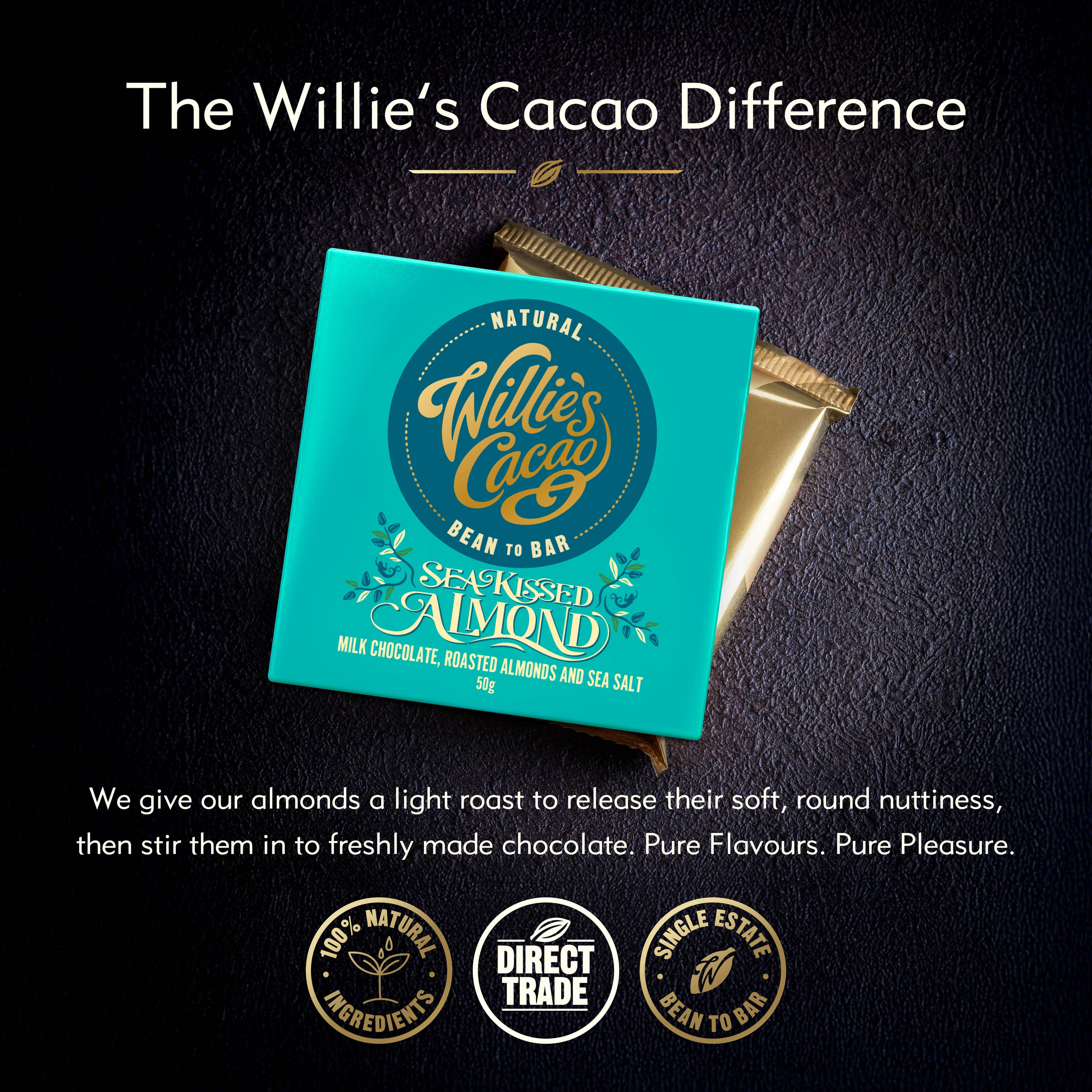 Sea Kissed Almond. Milk chocolate w. almonds & sea salt 50g