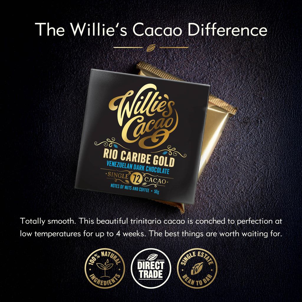 Rio Caribe 72% dark chocolate. Nutty notes. Vegan. 50g bar