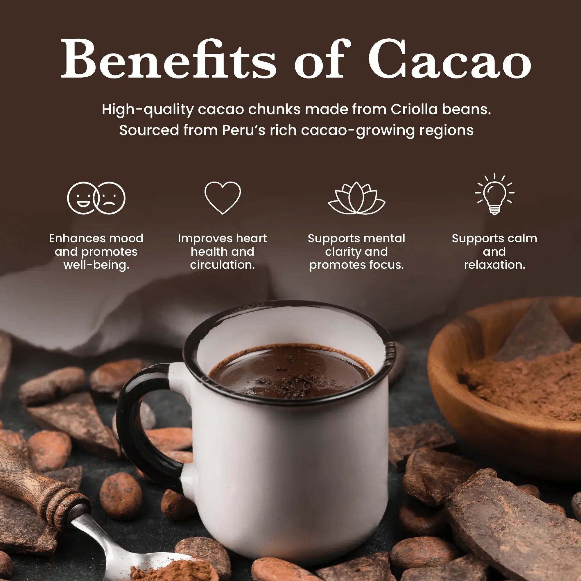 Ceremonial Grade Cacao Chunks - 100% Raw Criolla - 100g