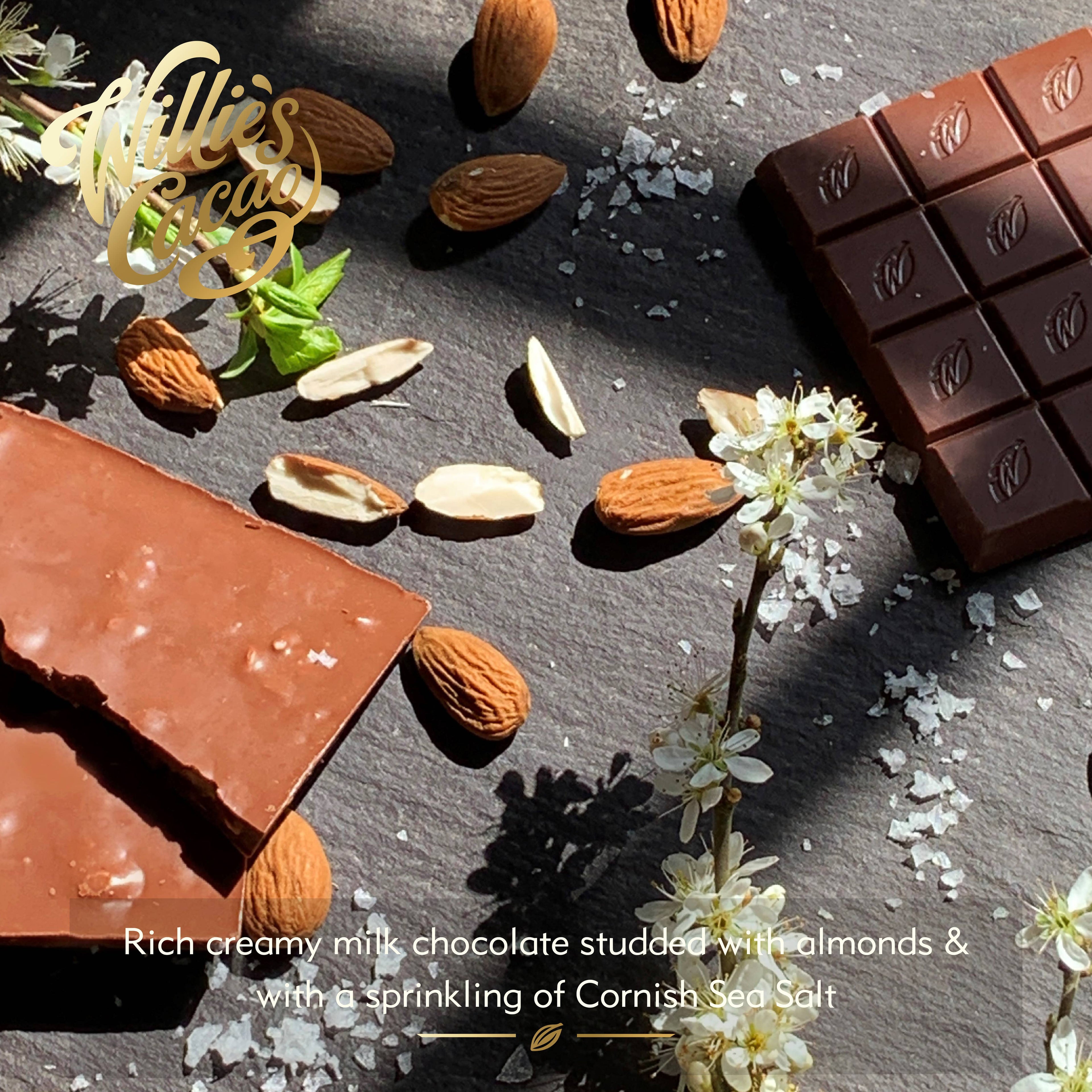Sea Kissed Almond. Milk chocolate w. almonds & sea salt 50g