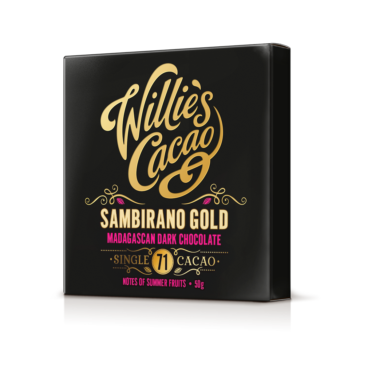 Sambirano 71% dark chocolate. Fruit notes. Vegan. 50g bar