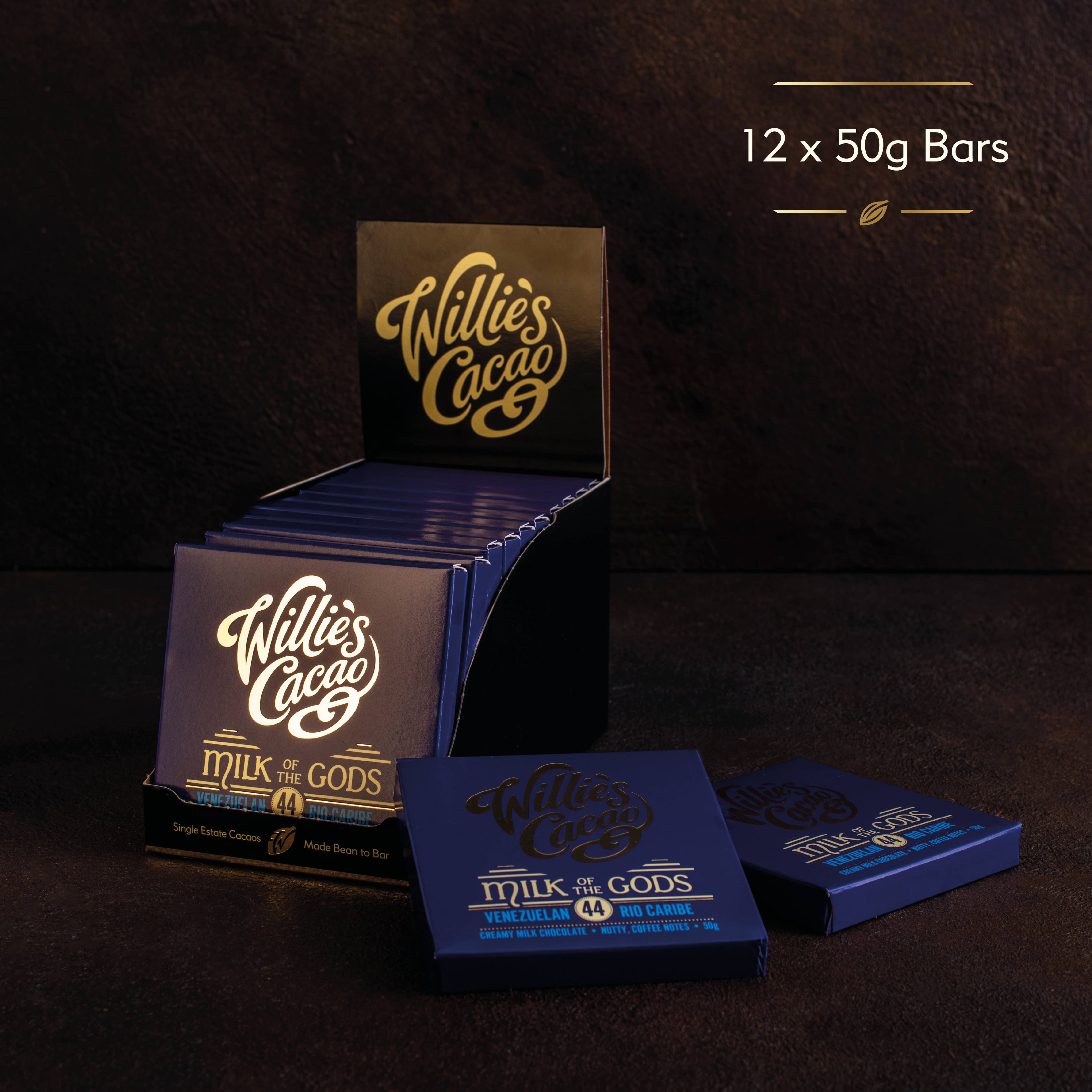 Milk of the Gods. Rio Caribe 44% milk chocolate. 50g bar