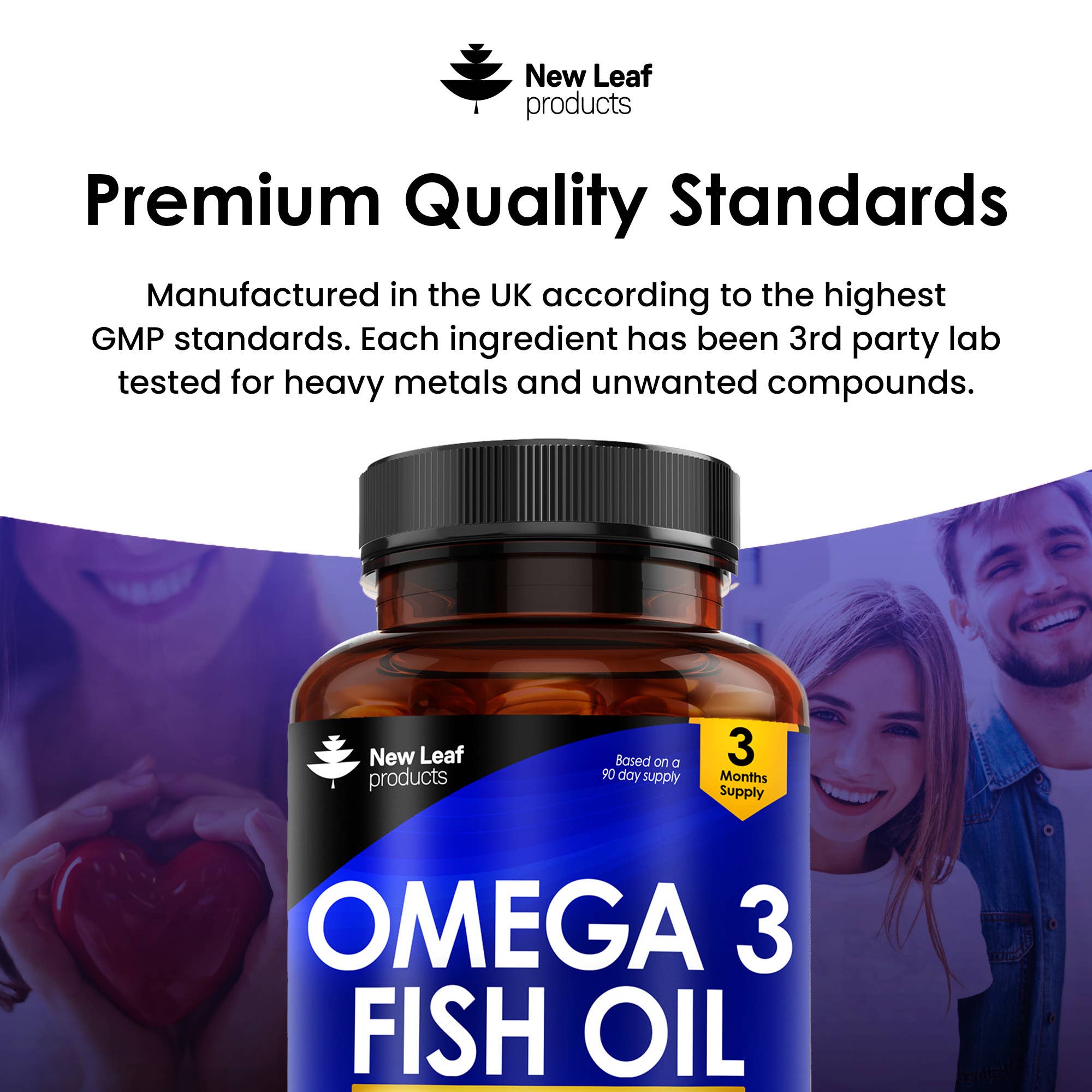 Omega 3 Supplements 2000mg Softgels - Fish Oil + Vitamin E