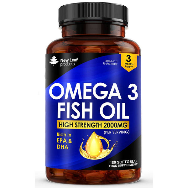 Omega 3 Supplements 2000mg Softgels - Fish Oil + Vitamin E