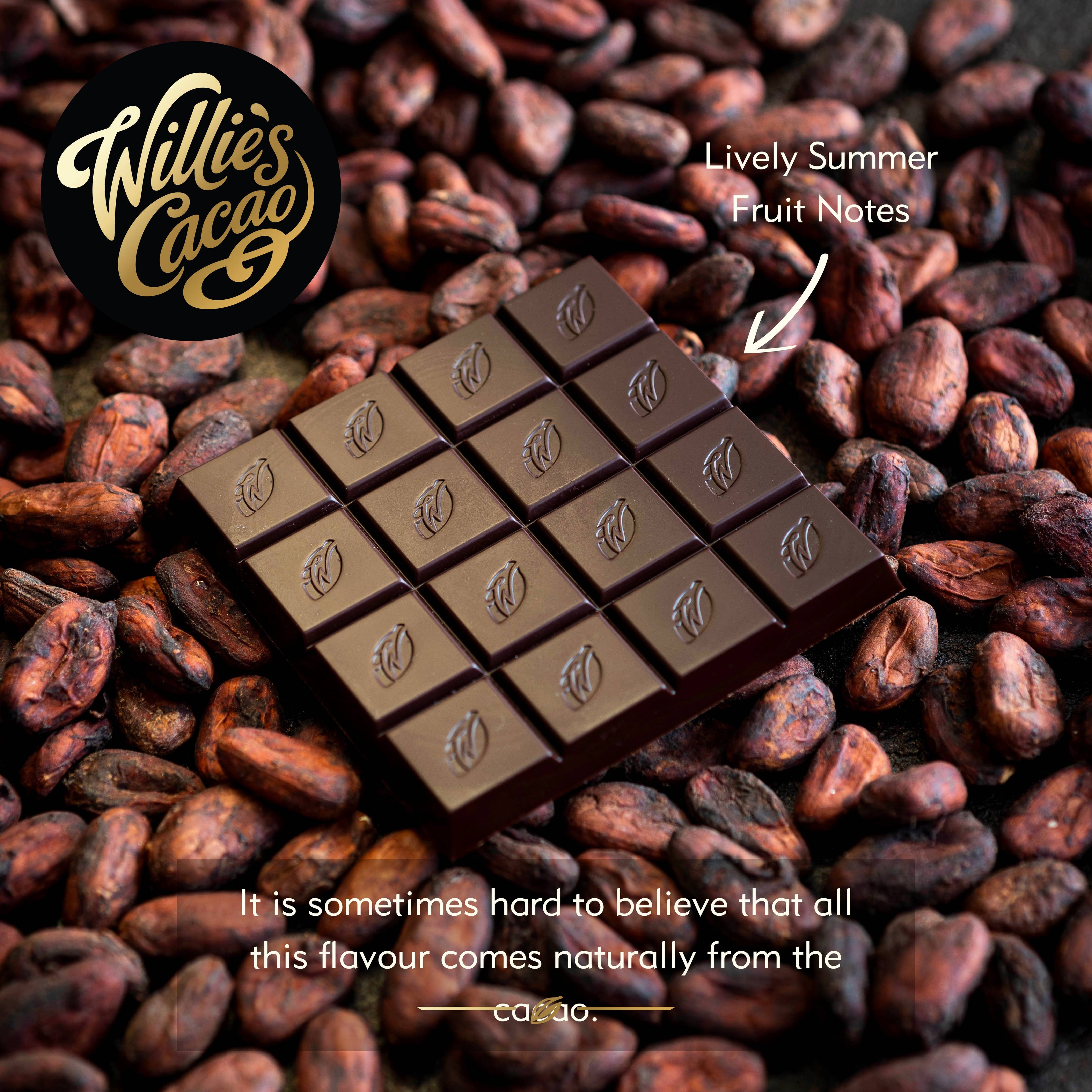 Sambirano 71% dark chocolate. Fruit notes. Vegan. 50g bar