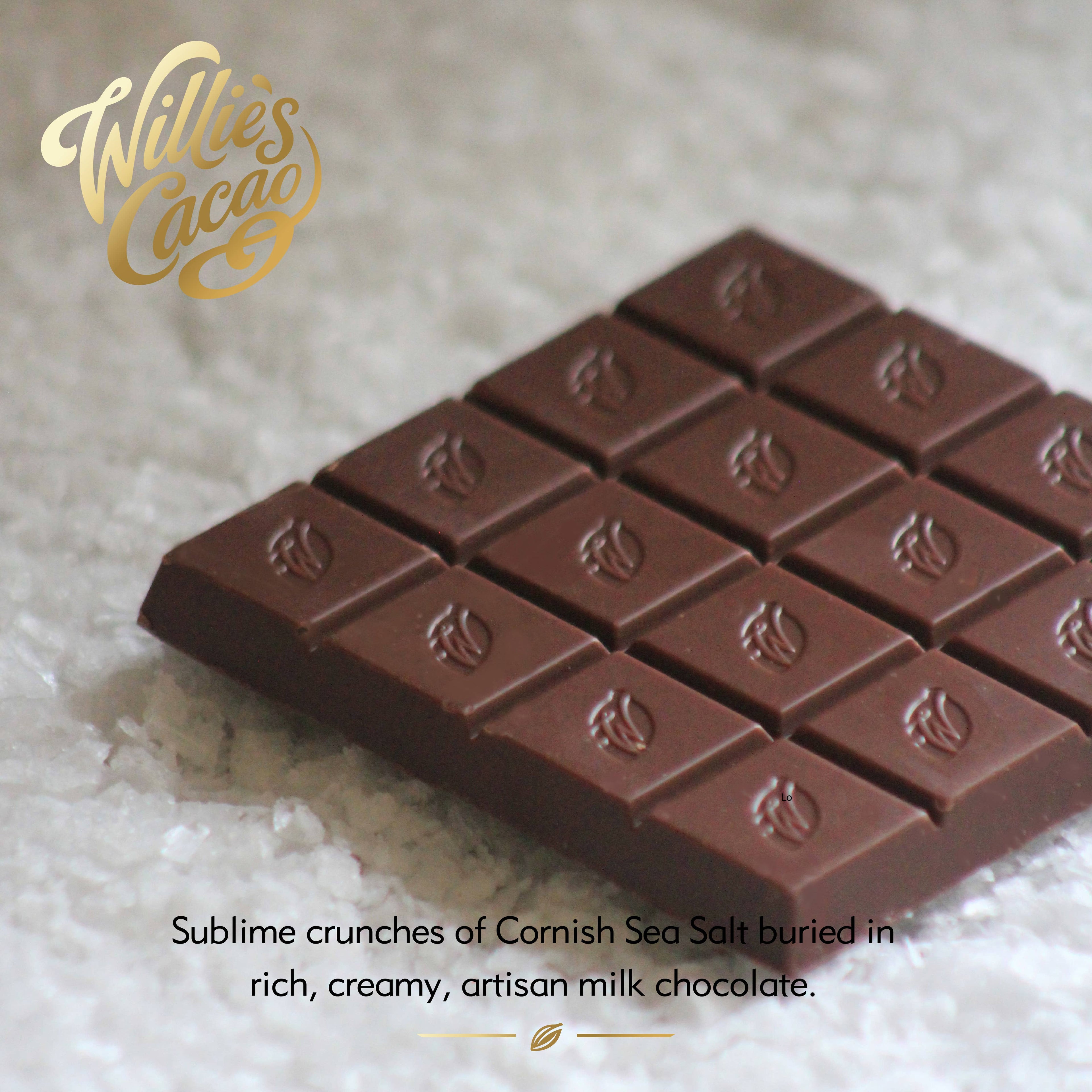 Sea Flakes. Milk chocolate with flakes of Sea Salt. 50g bar