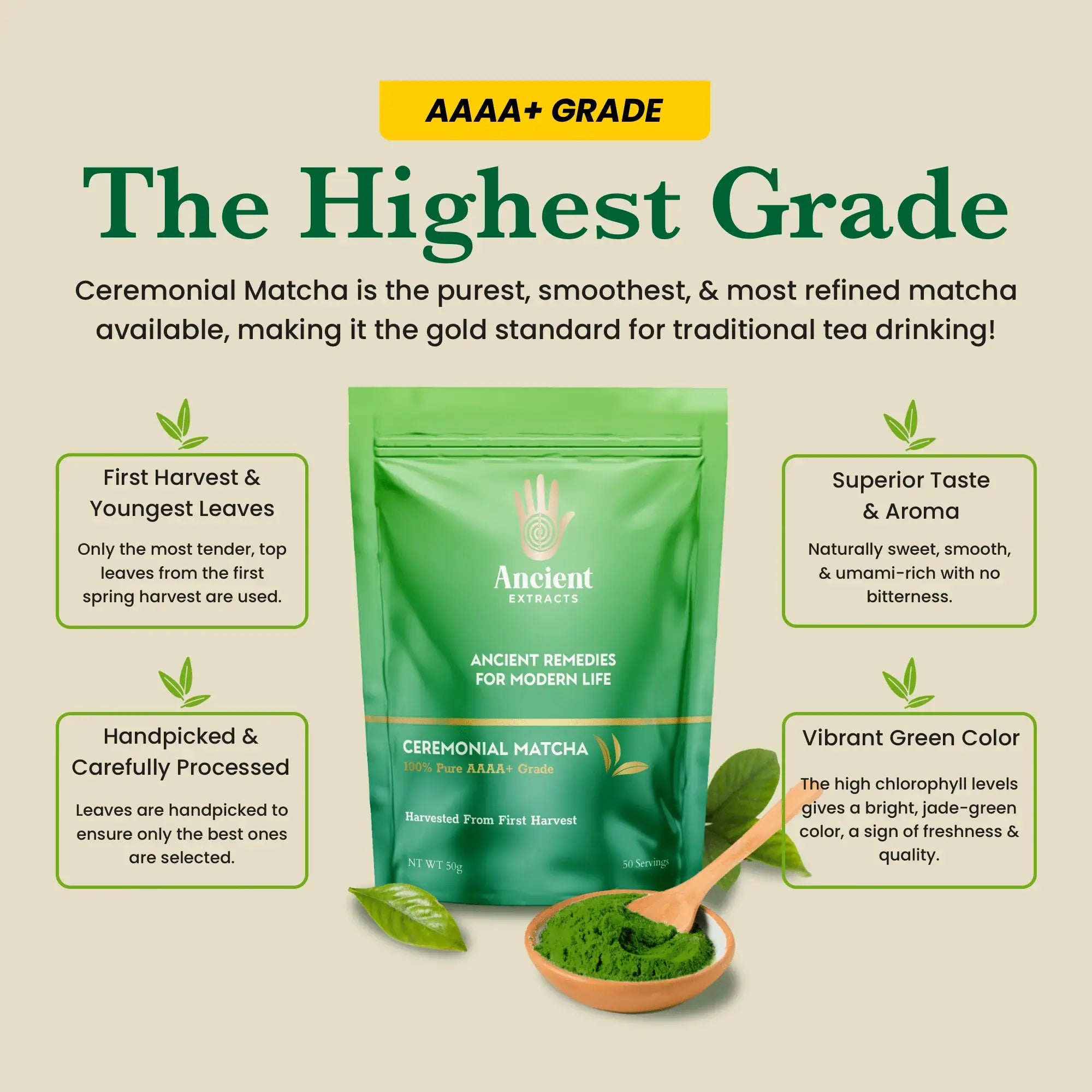 Ceremonial Matcha AAAA+ Grade - 50 Servings - 50g